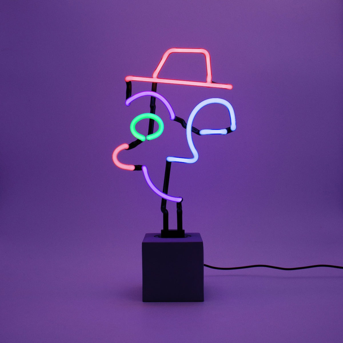 Locomocean |Neon Memphis Face su Base in cemento - DK-NSET-MEMPHIS