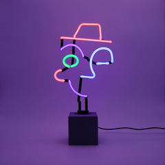 Locomocean |Neon Memphis Face su Base in cemento - DK-NSET-MEMPHIS