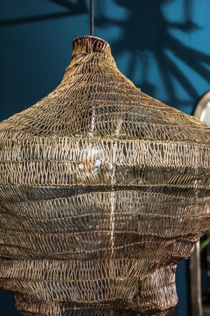 Hyden : Lampada a sospensione in metallo con rete ottone H52 - 700787