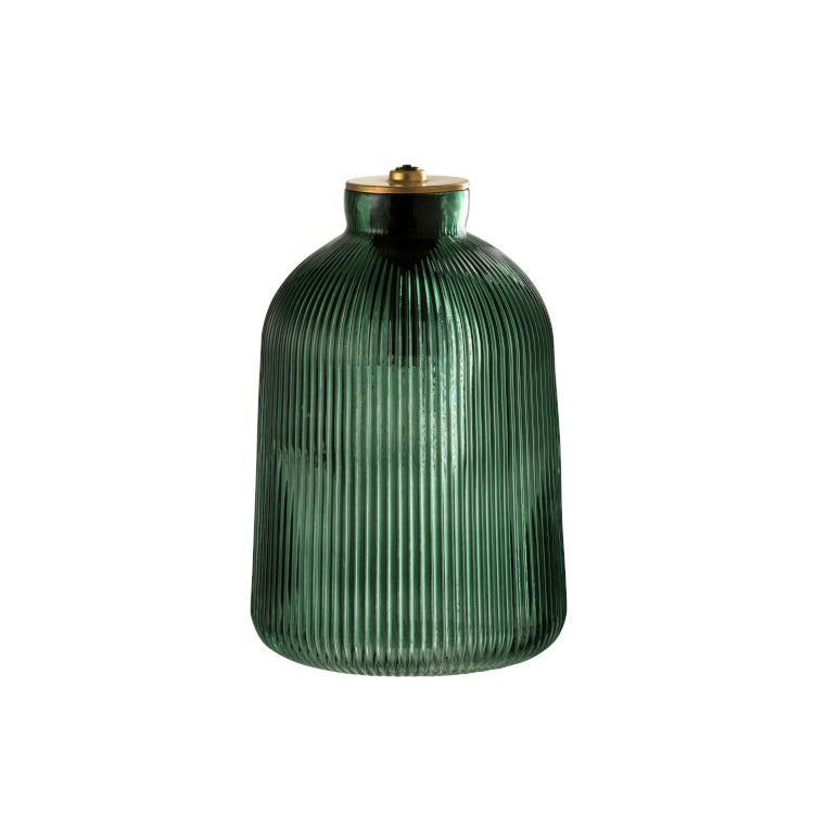 Lampada in vetro verde con luce a LED alimentazione a batteria H27 - 13515