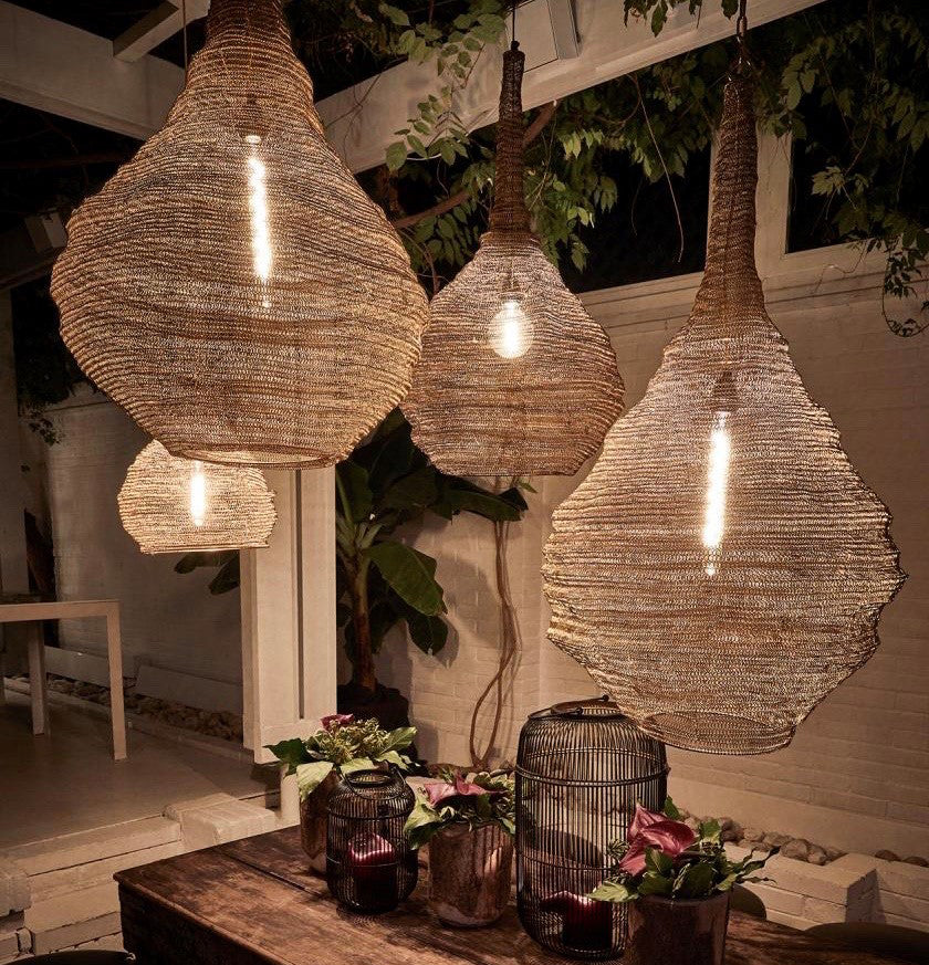 Lampadario a goccia in rete di metallo marrone scuro H85 - 713895