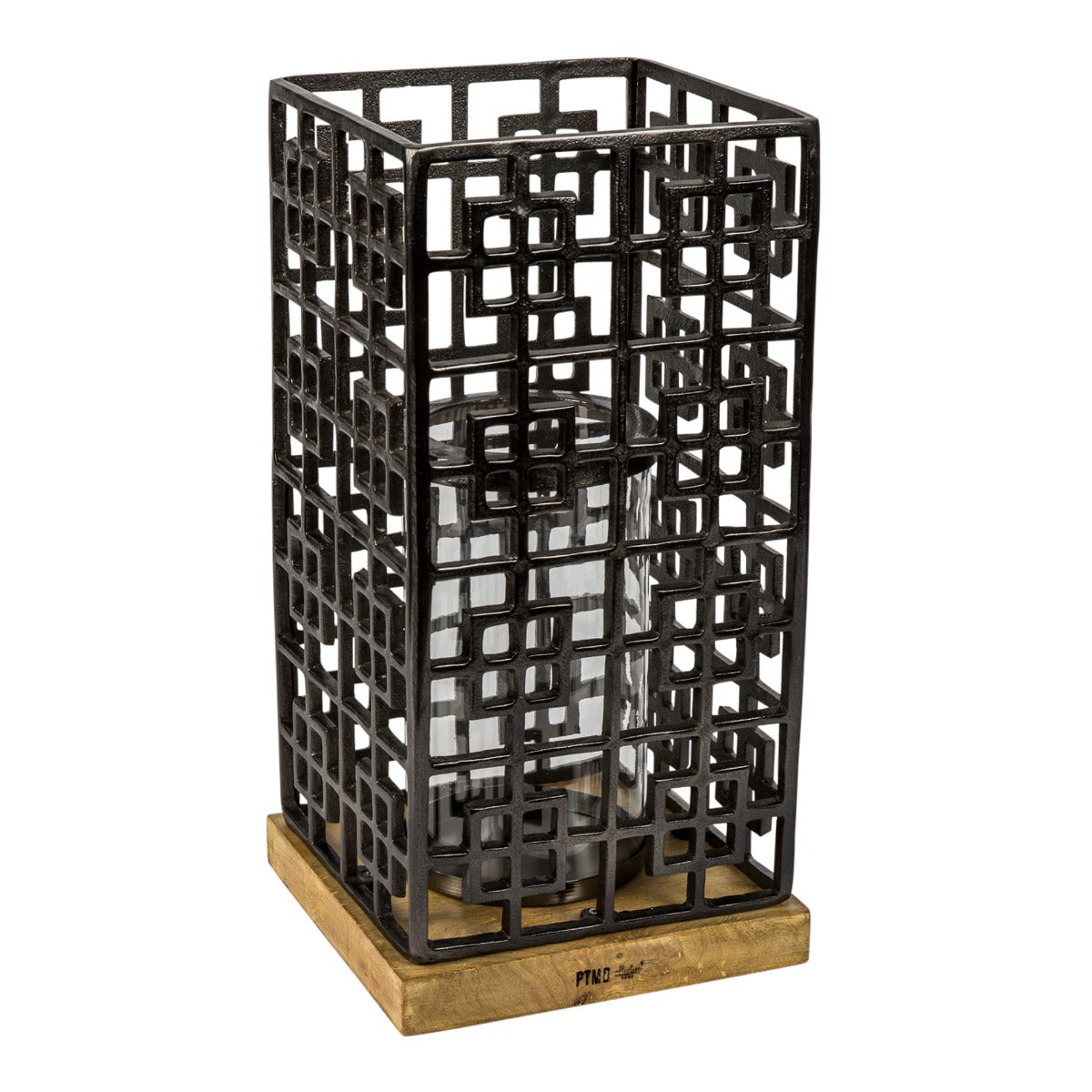 Lanterna in ferro su base in legno S - 665168