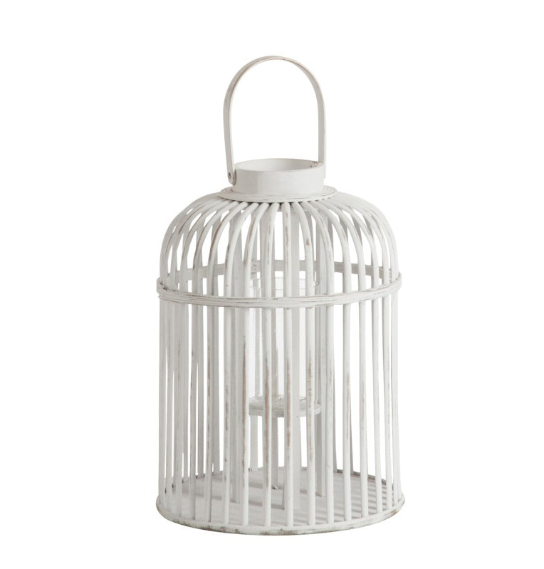 Lanterna Vimini Bianca H37 : Lanterna Porta Candela per interno ed esterno - 72722