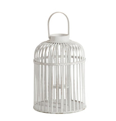 Lanterna Vimini Bianca H37 : Lanterna Porta Candela per interno ed esterno - 72722