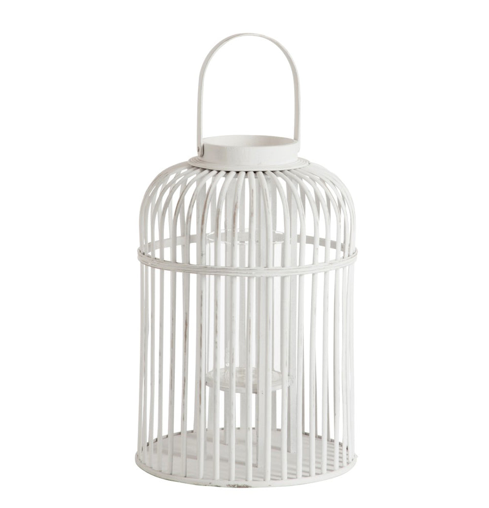 Lanterna Vimini Bianca H45 : Lanterna Porta Candela per interno ed esterno - 72723