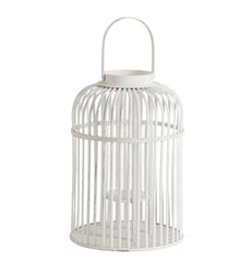 Lanterna Vimini Bianca H45 : Lanterna Porta Candela per interno ed esterno - 72723