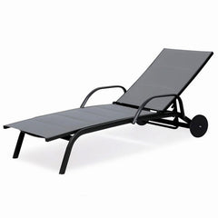 Lettino Sdraio con ruote EDG Grigio | Lettino prendisole in alluminio con ruote - 740721,91