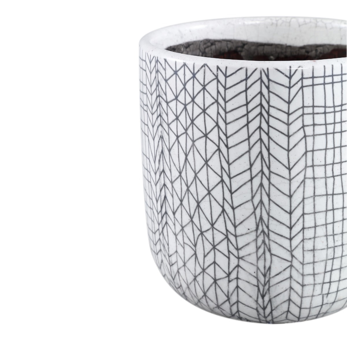 Lowie - Portavaso in ceramica Bianca con righe Nere  - CONFIG0390