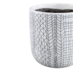 Lowie - Portavaso in ceramica Bianca con righe Nere  - CONFIG0390