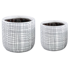 Lowie - Portavaso in ceramica Bianca con righe Nere  - CONFIG0390