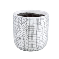 Lowie - Portavaso in ceramica Bianca con righe Nere H16,5 - 714906