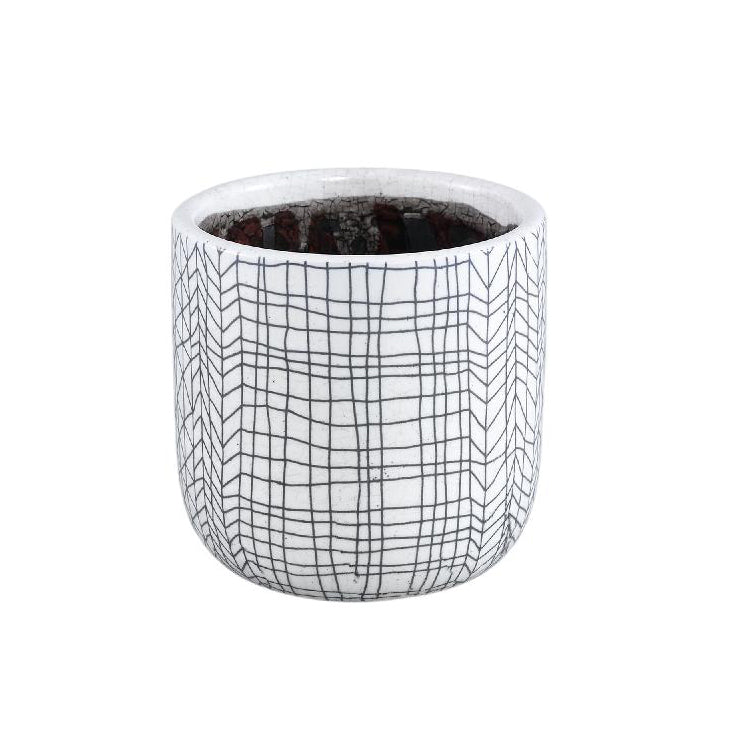 Lowie - Portavaso in ceramica Bianca con righe Nere H14,5 - 714905