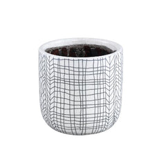 Lowie - Portavaso in ceramica Bianca con righe Nere H14,5 - 714905