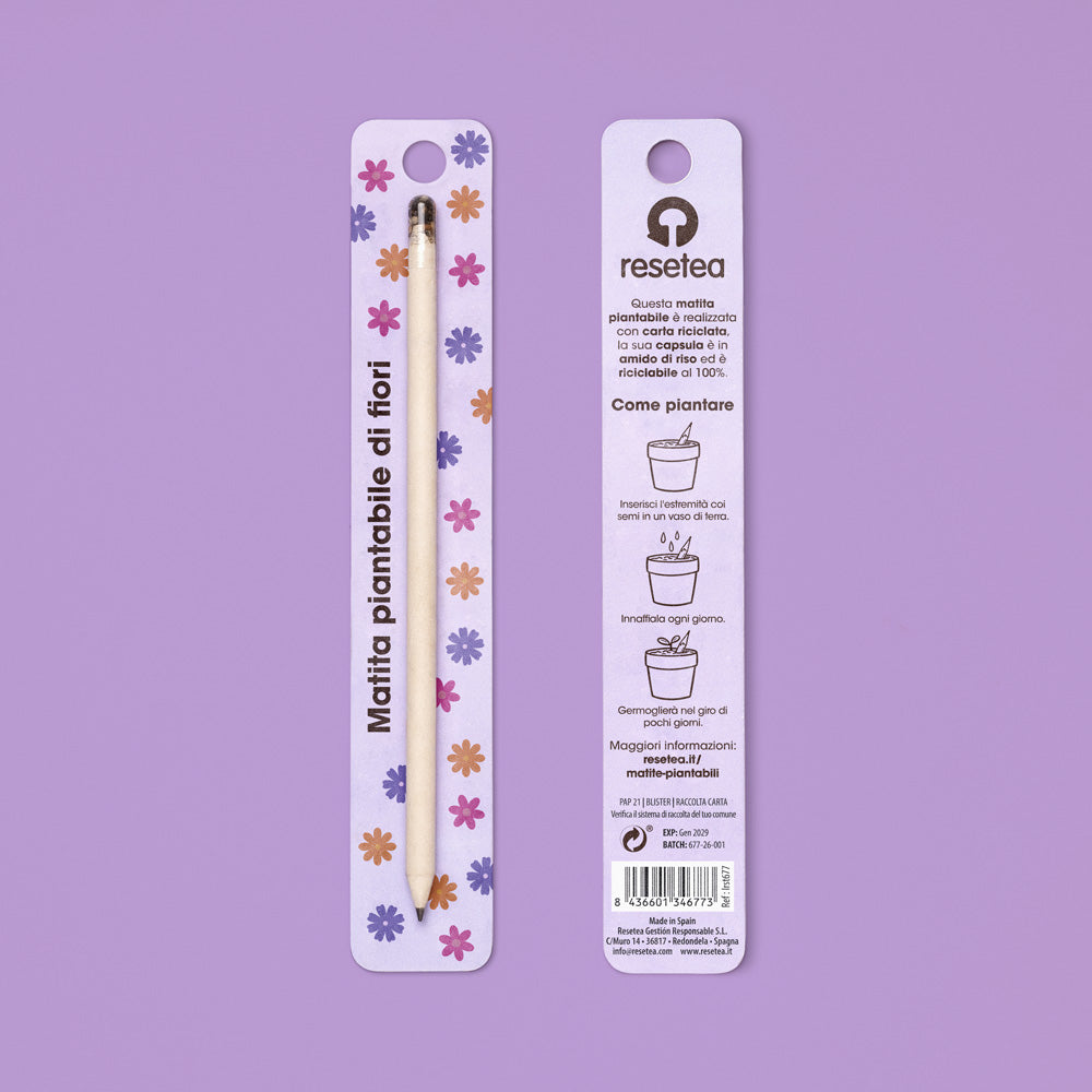 Matita Piantabile di Fiori – Matita Ecosostenibile in Carta Riciclata con Semi