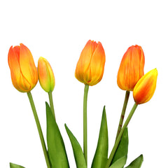 Bouquet tulipani arancio Real Touch H40 | Fiori artificiali di qualit&agrave; - 216002,30O