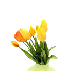 Bouquet tulipani gialli con sfumature arancio Real Touch H40 | Fiori artificiali di qualit&agrave; - 216002,20O
