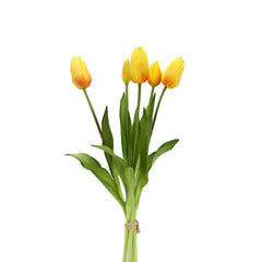 Bouquet tulipani gialli con sfumature arancio Real Touch H40 | Fiori artificiali di qualit&agrave; - 216002,20O