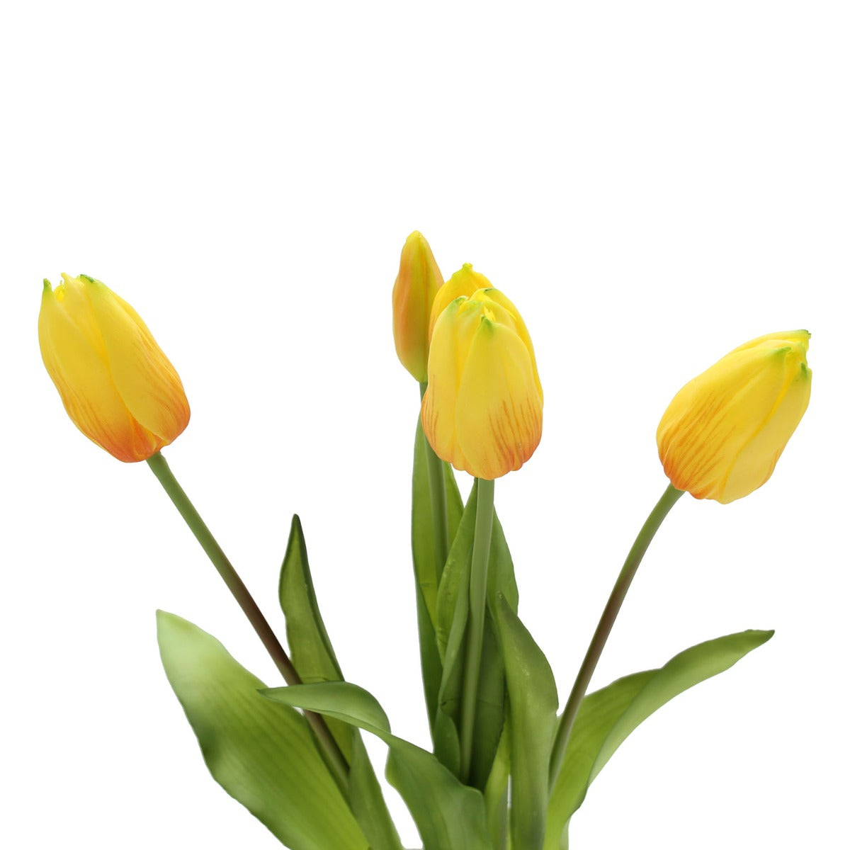 Bouquet tulipani gialli con sfumature arancio Real Touch H40 | Fiori artificiali di qualit&agrave; - 216002,20O