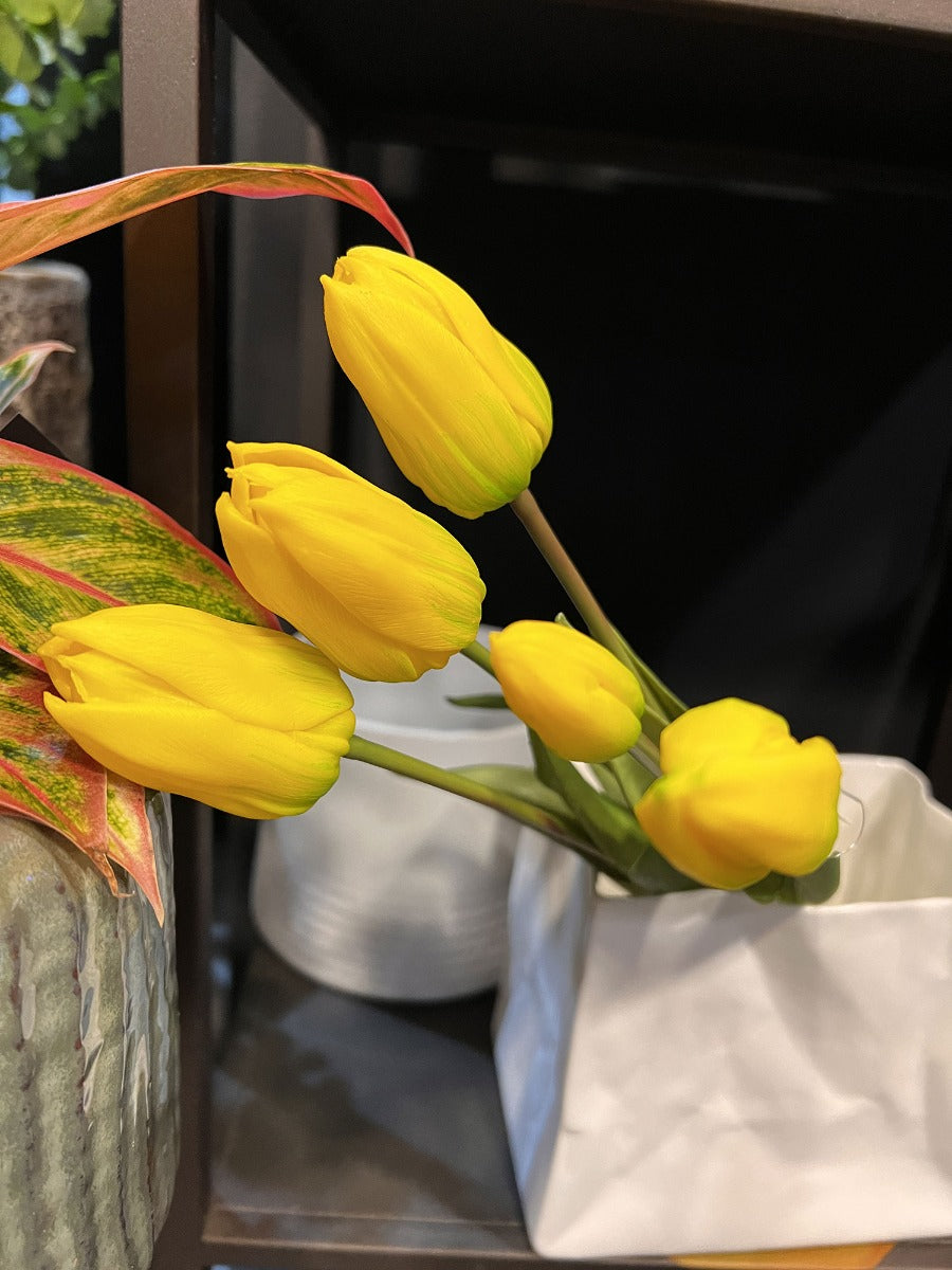 Bouquet di tulipani gialli Real Touch H40 | Fiori artificiali di qualit&agrave; - 216002,20Y