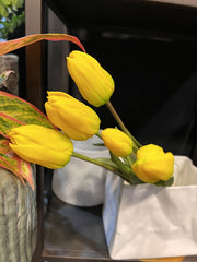 Bouquet di tulipani gialli Real Touch H40 | Fiori artificiali di qualit&agrave; - 216002,20Y