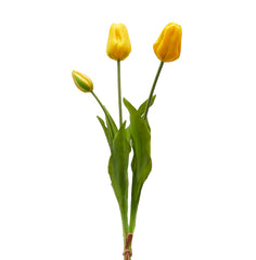 Bouquet 3 Tulipani Gialli Real Touch H48 | Fiori artificiali di qualit&agrave; - 216120,20