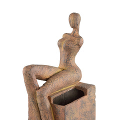 Milos - Vaso statua donna seduta in magnesio color ruggine H63 - 703206