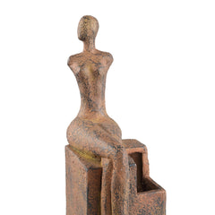 Milos - Vaso statua donna seduta in magnesio color ruggine H52 - 703204