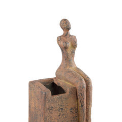 Milos - Vaso statua donna seduta in magnesio color ruggine H40 - 703205