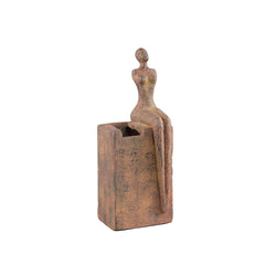 Milos - Vaso statua donna seduta in magnesio color ruggine H40 - 703205