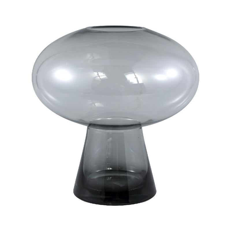 Vaso Minty Grigio H30 | Vaso in vetro grigio tondo con piede - 710784