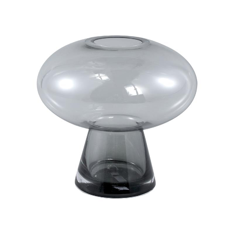 Vaso Minty Grigio H16 | Vaso in vetro grigio tondo con piede - 710786