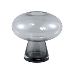 Vaso Minty Grigio H16 | Vaso in vetro grigio tondo con piede - 710786
