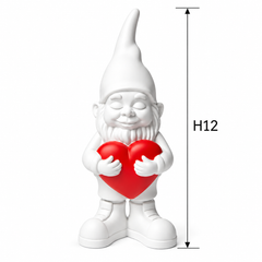 Nano Lover White H12 cm – Gnomo Decorativo con Cuore Rosso