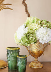 Ortensia artificiale Set 4Pz. Verde e Bianco H45 | Fiori artificiali di qualit&agrave; - 215524,72