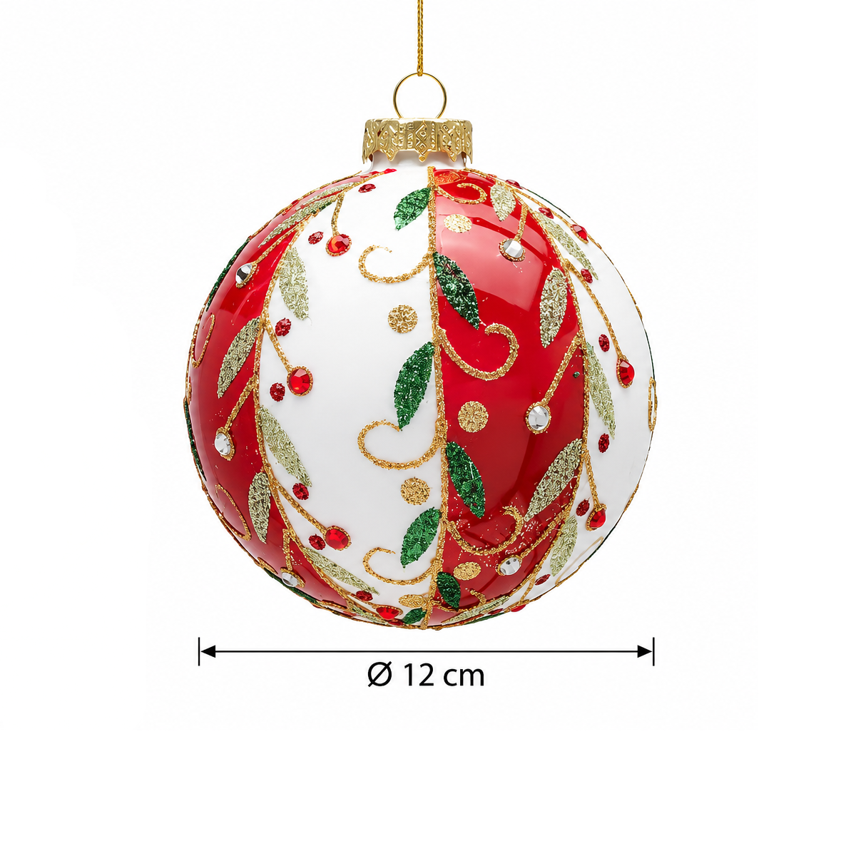 Palla di Natale Fasce Vischio EDG Enzo De Gasperi in vetro con diametro Ø 12 cm