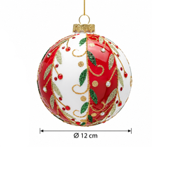 Palla di Natale Fasce Vischio EDG Enzo De Gasperi in vetro con diametro Ø 12 cm