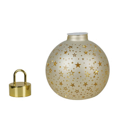Decoro Luminoso Palla Vetro Oro con Stelle Ø15 Cm Led a Batteria