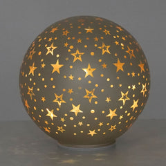 Decoro Luminoso Palla Girevole in Vetro Oro con Stelle Ø20 Cm Led a Batteria