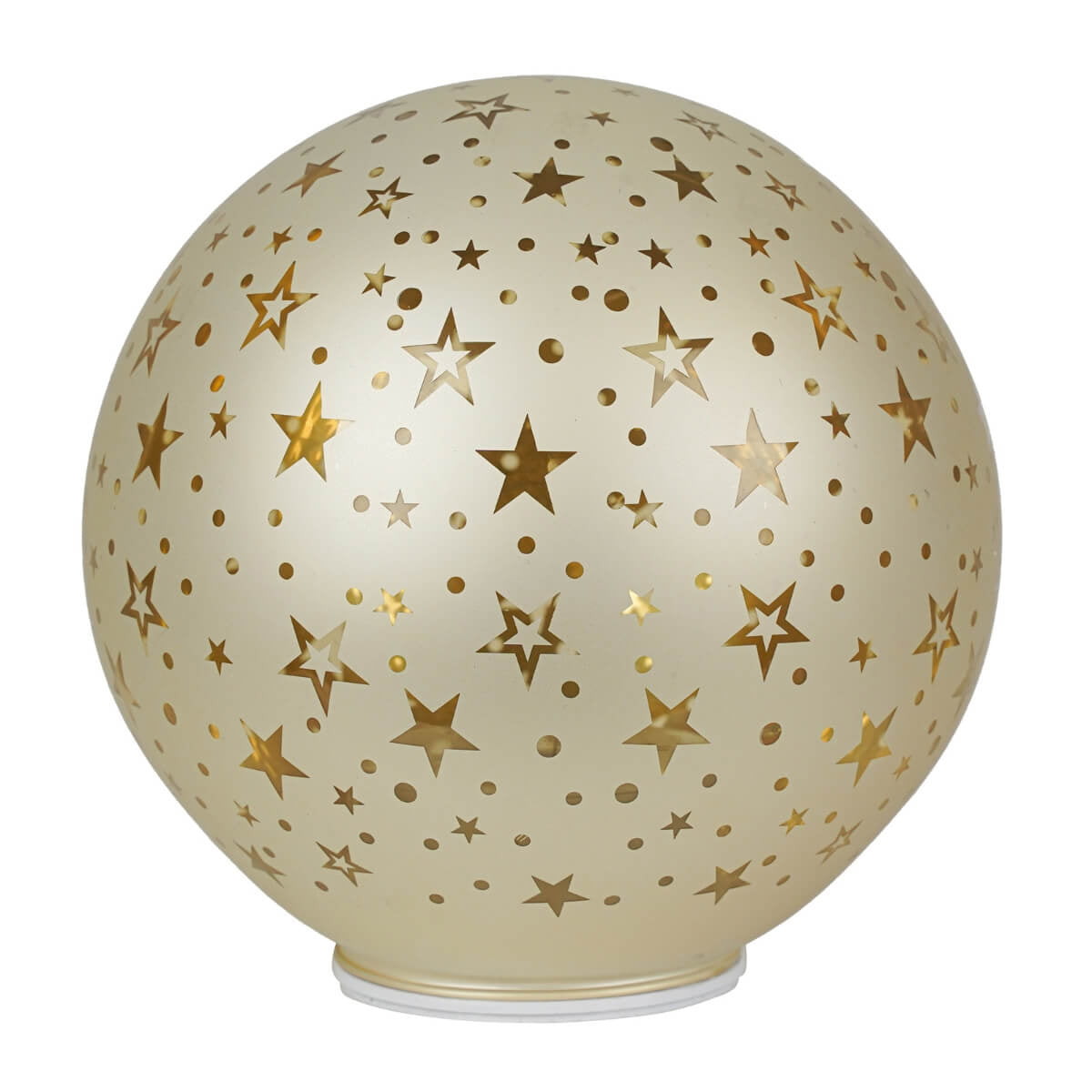 Decoro Luminoso Palla Girevole in Vetro Oro con Stelle Ø20 Cm Led a Batteria