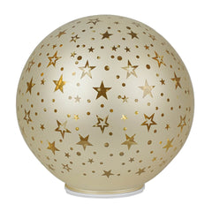 Decoro Luminoso Palla Girevole in Vetro Oro con Stelle Ø20 Cm Led a Batteria