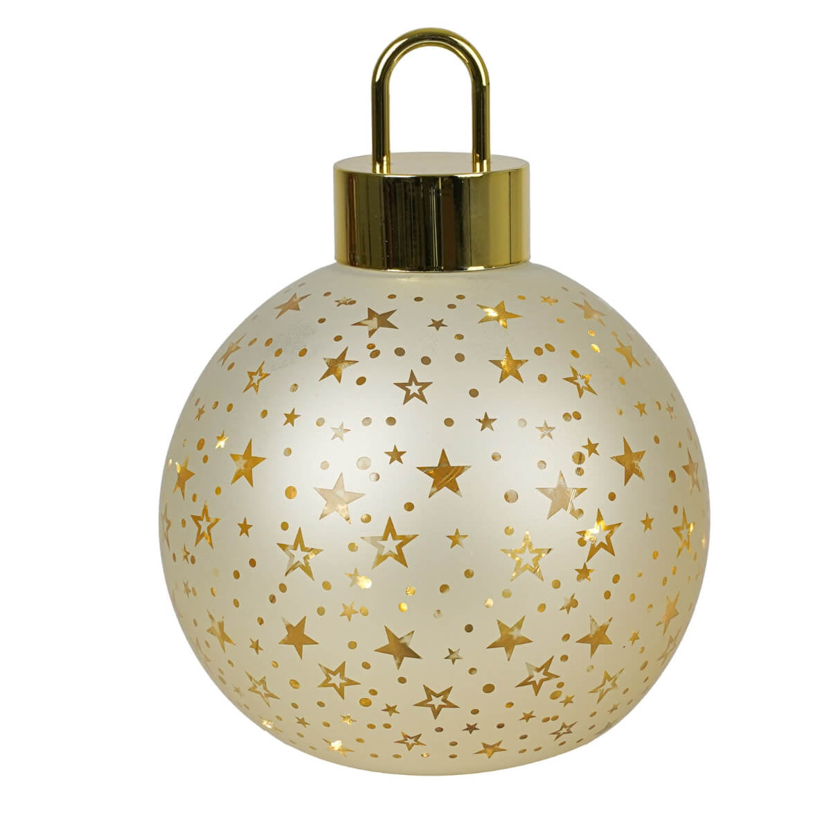 Decoro Luminoso Palla Vetro Oro con Stelle Ø15 Cm Led a Batteria