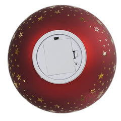 Decoro Luminoso Palla Vetro Rosso con Stelle Ø15 Cm Led a Batteria