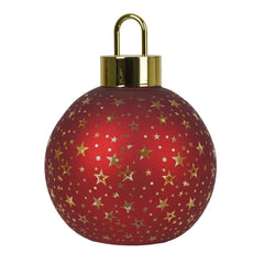Decoro Luminoso Palla Vetro Rosso con Stelle Ø15 Cm Led a Batteria