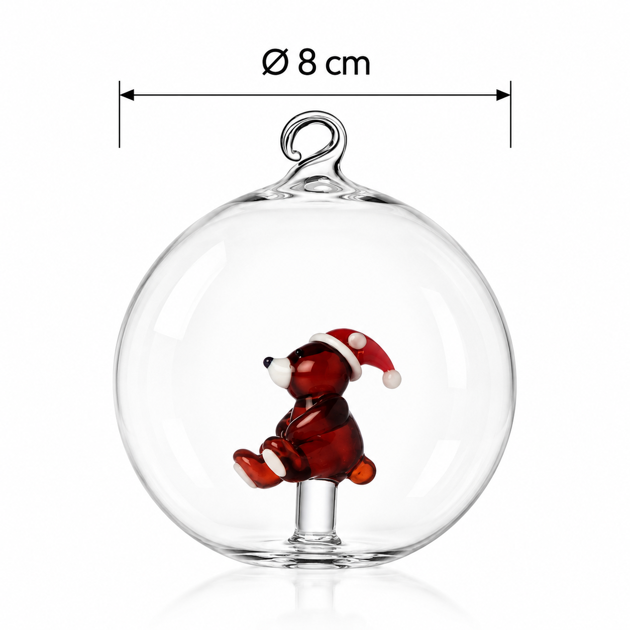 Palla di Natale Orso Bruno con Cappello Woodland Tales Ichendorf Milano in vetro diametro 8 cm