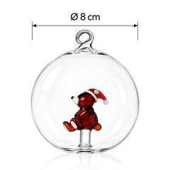 Palla di Natale Orso Bruno con Cappello Woodland Tales Ichendorf Milano in vetro diametro 8 cm