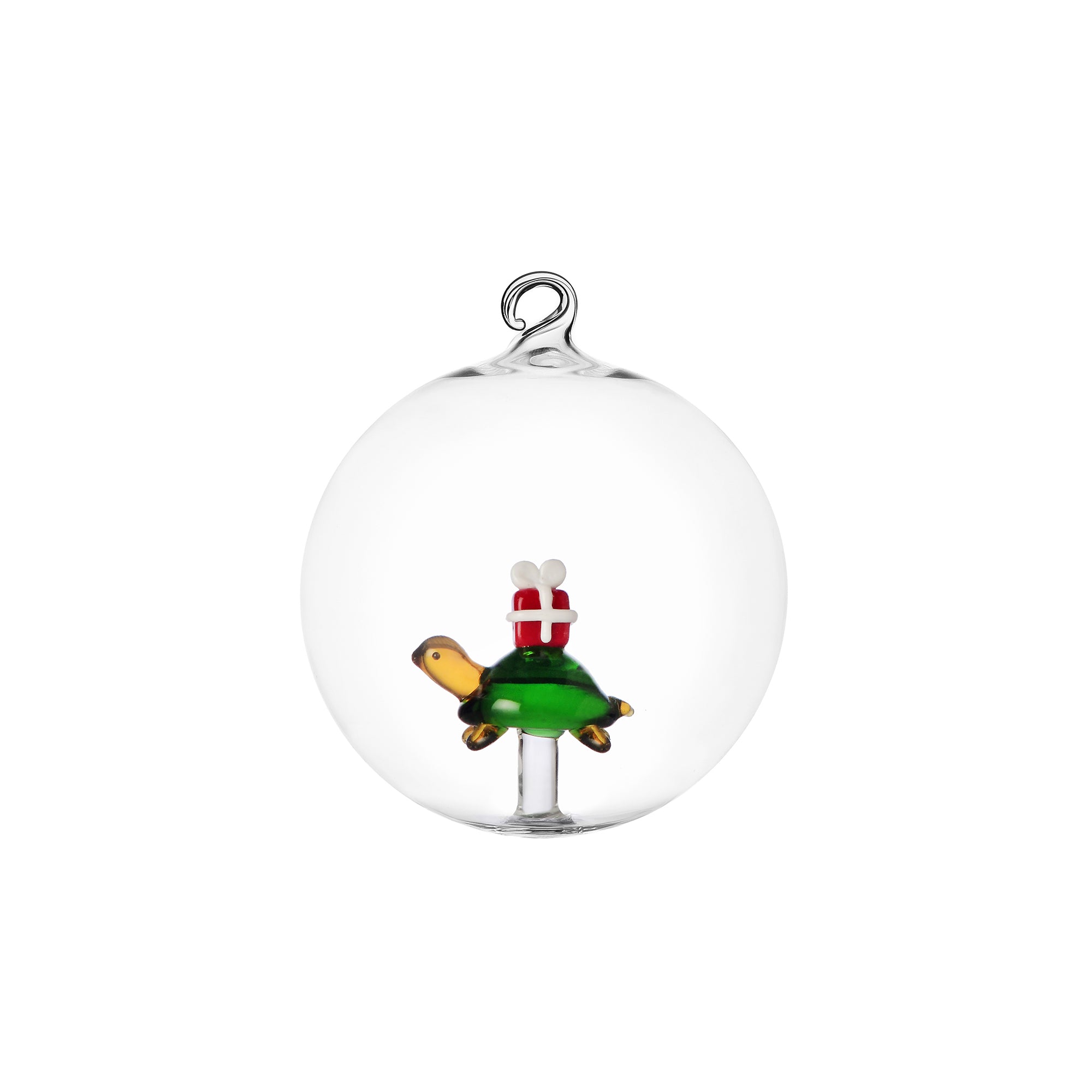 Palla di Natale Tartaruga con Pacco Regalo Woodland Tales Ichendorf Milano in vetro