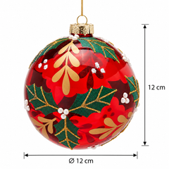 Palla di Natale Vischio Rossa EDG Enzo De Gasperi in vetro con diametro Ø 12 cm