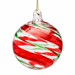 Palla di Natale Vortex Ø 8 cm in vetro rosso e verde EDG Enzo De Gasperi