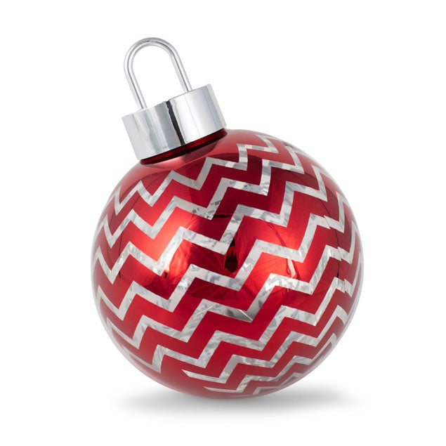 Baden Collection Decoro Luminoso Palla Vetro Rosso a Righe con Led - 1248783