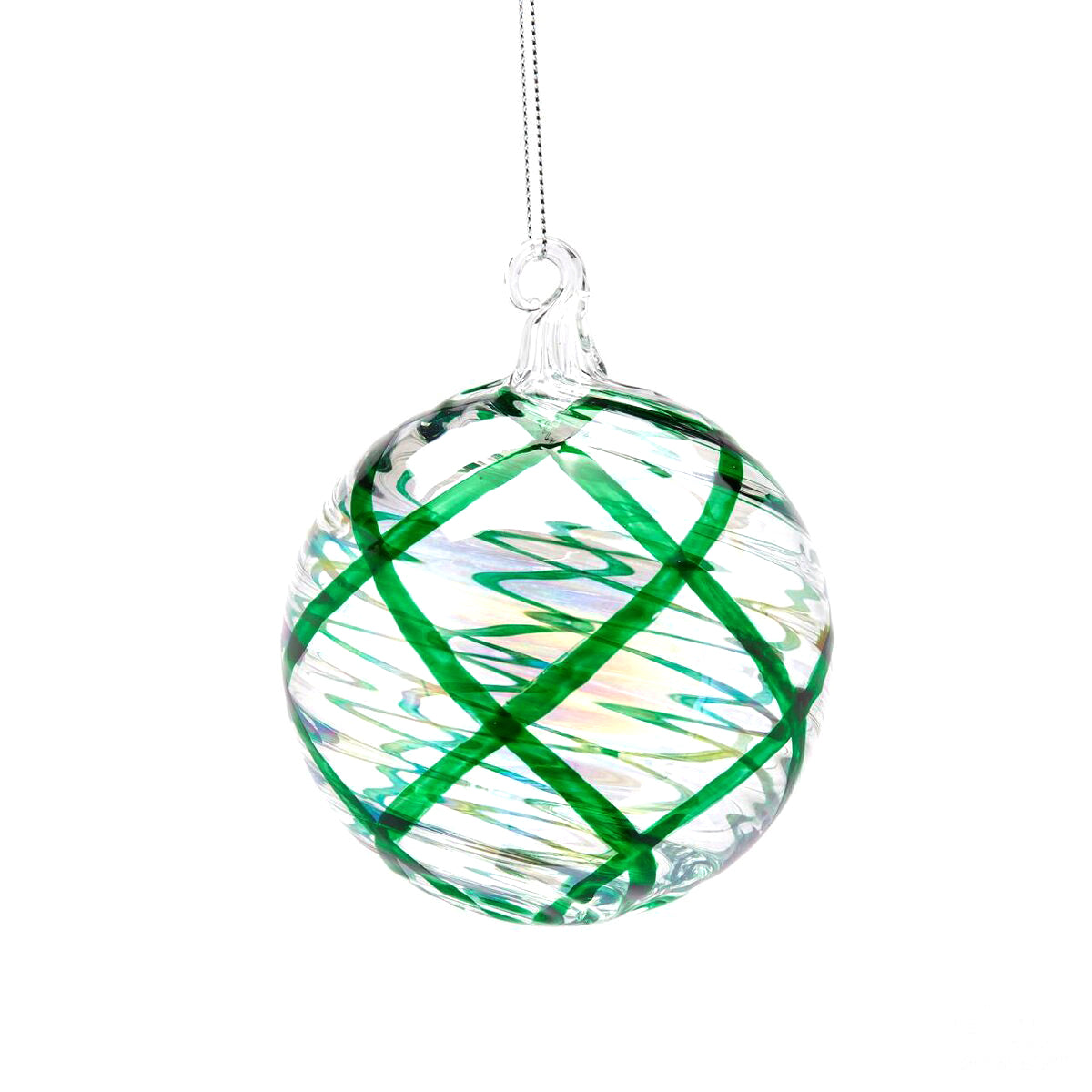 Palla Vetro Intrecci Verde &Oslash;10 | Palline di Natale in vetro soffiato EDG - 687066,70